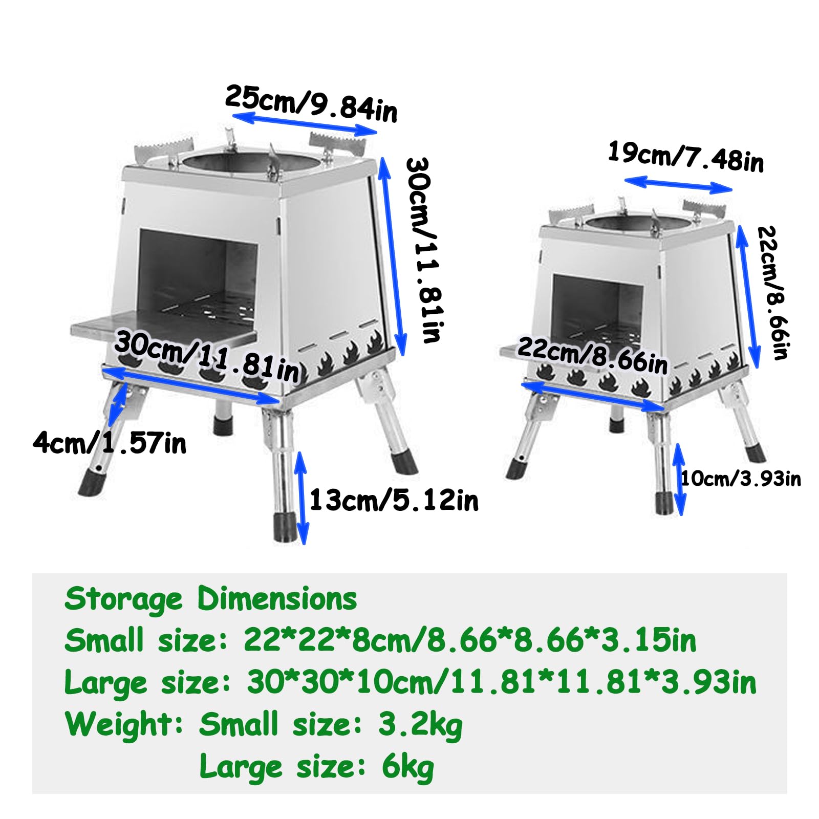 Stufa a legna portatile, pieghevole, da campeggio, per cucinare all'aperto, escursioni, picnic, calore efficiente per cucinare in campeggio