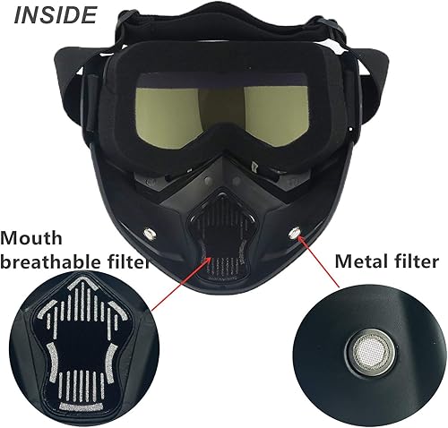 Miniatura 4 de Gafas de motocicleta con máscara facial extraíble - Gafas para bicicleta de tierra, ATV, motocross, anti-UV, ajustables, MX, para ciclismo