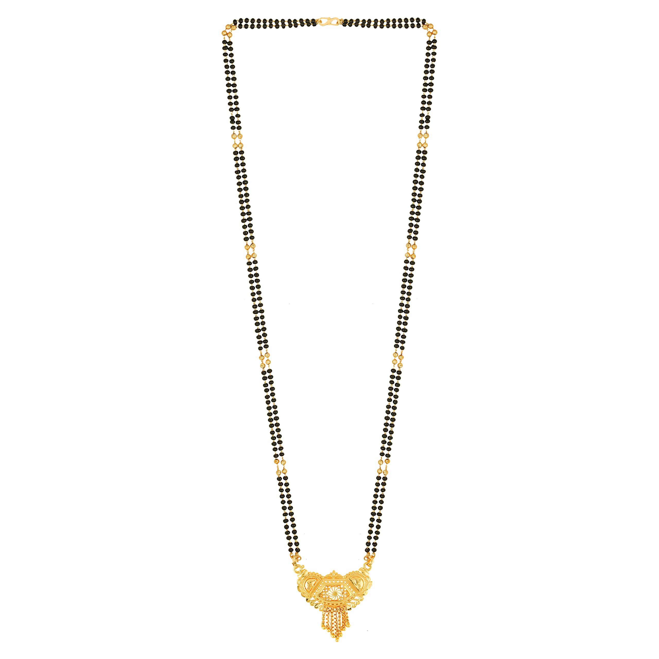 MEENAZ Mangalsutra For Women Girls Ladies Wife Temple South Indian Traditional 1 One Gram Gold Stylish Maharashtrian Long Chain Wati Mangal sutra Pendant Tanmaniya Black golden Nallapusalu Chains