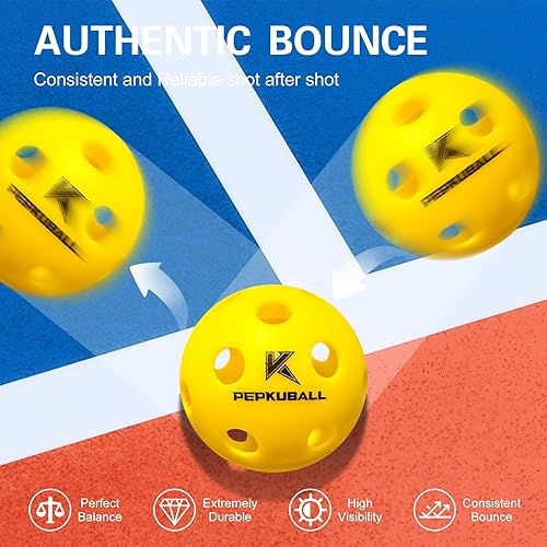 Miniatura 3 de Bolas de pickleball para interiores 4 unidades, 8 unidades, 12 unidades  40 hoyos para exteriores Pickleball, alta visibilidad y rebote, elegantes y