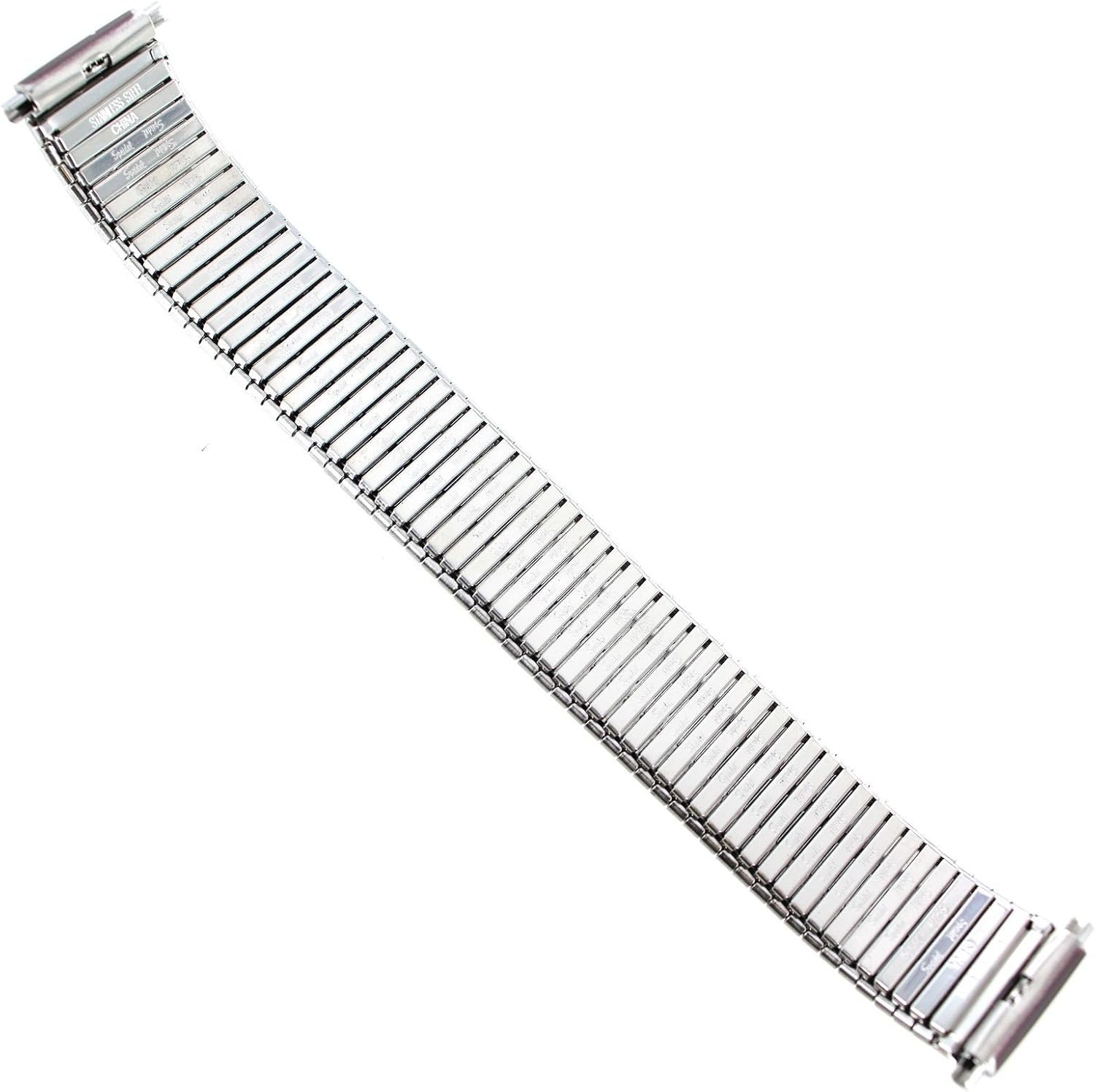 18-22mm Milano Thinline Silver Tone Brown Romunda Mens Expansion Band 1328/02