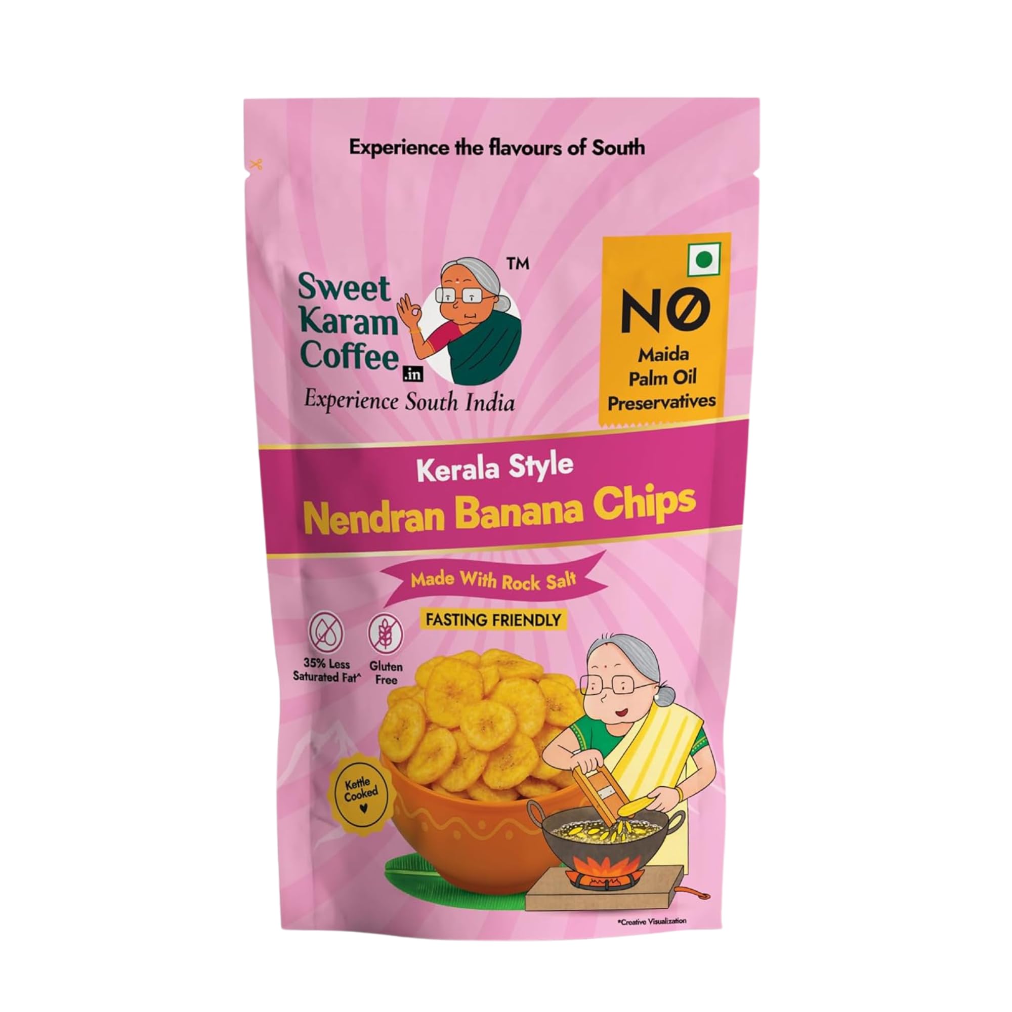 Sweet Karam Coffee Rock Salt Nendran Banana Chips - 65g | Fasting (Vrat) Special | No Palm Oil or Preservatives | Crispy Thin Sliced Kerala Plantain Wafers | Authentic Tea-Time Snack-image-24