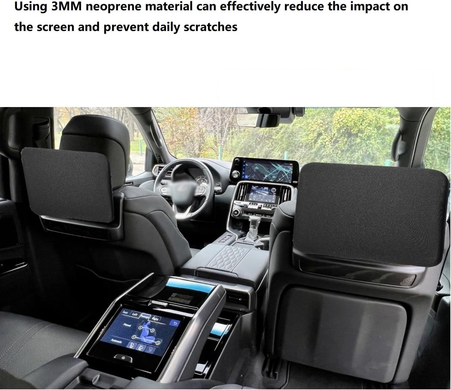 2 Pack Neoprene Rear Screen Protectors for 2023-2025 Lexus LX600 - Waterproof Dustproof Cover with Elastic Edge, Shock Absorbing for Dual Entertainment Displays