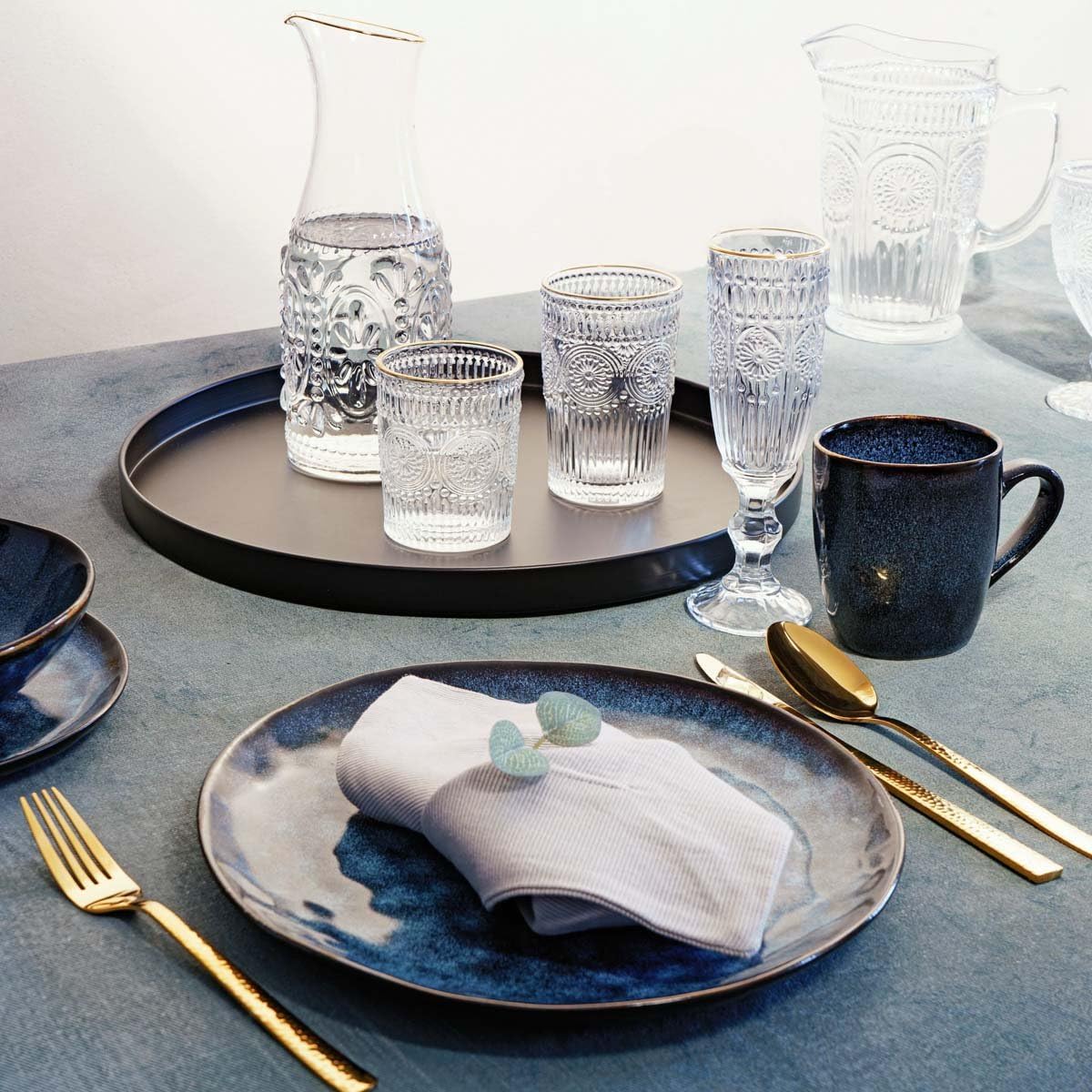 HOMLA BARREL Gläser 4er-Set, 0,3 l, mit Goldrand, spülmaschinenfest, edles Design
