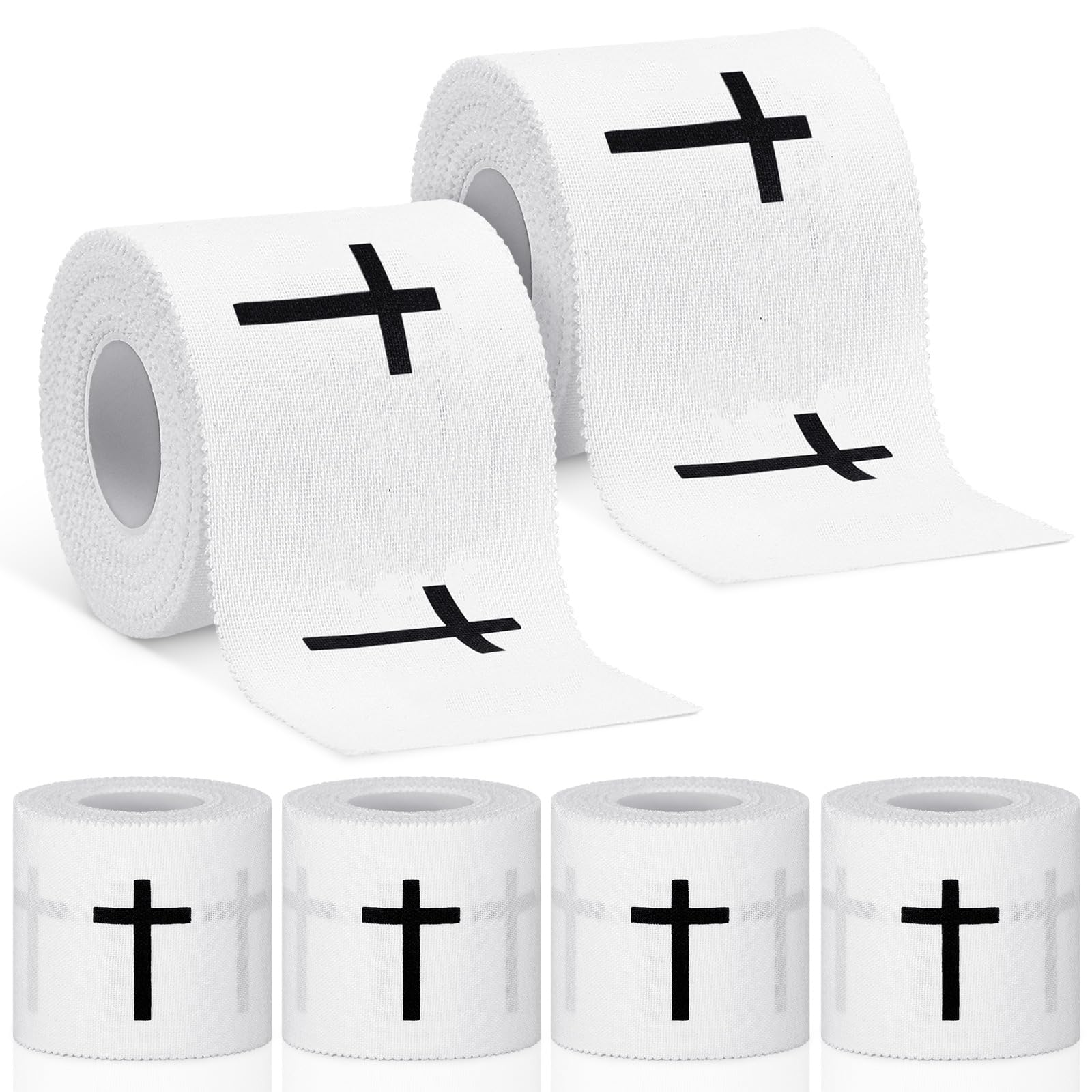 Geiserailie 4 Pcs Christian Athletic Tape with Cross Sports Tape 2in x 23ft Jesus Religion Wrist Warp for