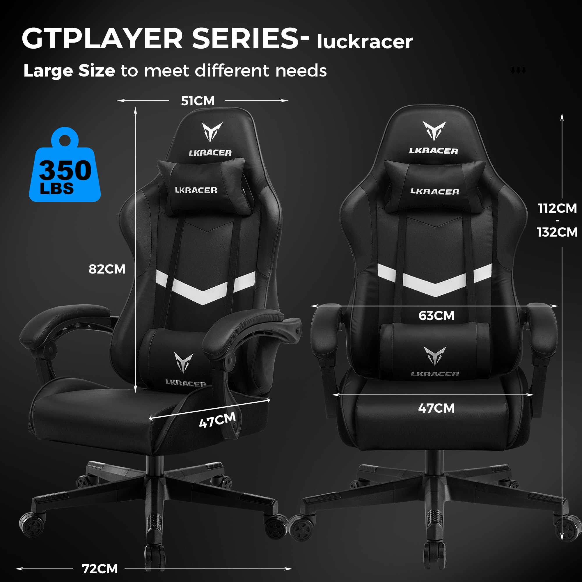 GTPLAYER Silla de Oficina para Gaming, Masaje, sillón Gamer, Silla ergonómica para Gamer, reposacabezas, cojín Lumbar, Acolchado, Silla giratoria