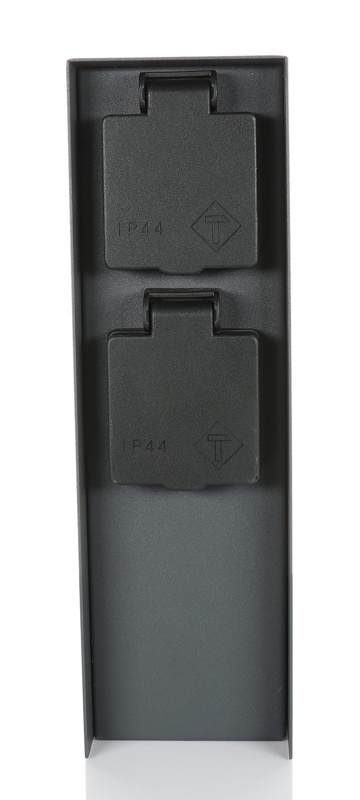 BOLD 19011 Orio presa esterna da giardino con spina a 2 pieghe in antracite (colonna energetica IP44 | fino a 3680 Watt | angolare | 23 x 7 x 7 cm