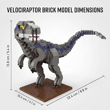 870-Piece Velociraptor Dinosaur Model Kit, Detailed Micro Blocks for Teens and Adults, Challenging STEM Building Set, Ideal Educational Gift for Dino Fans