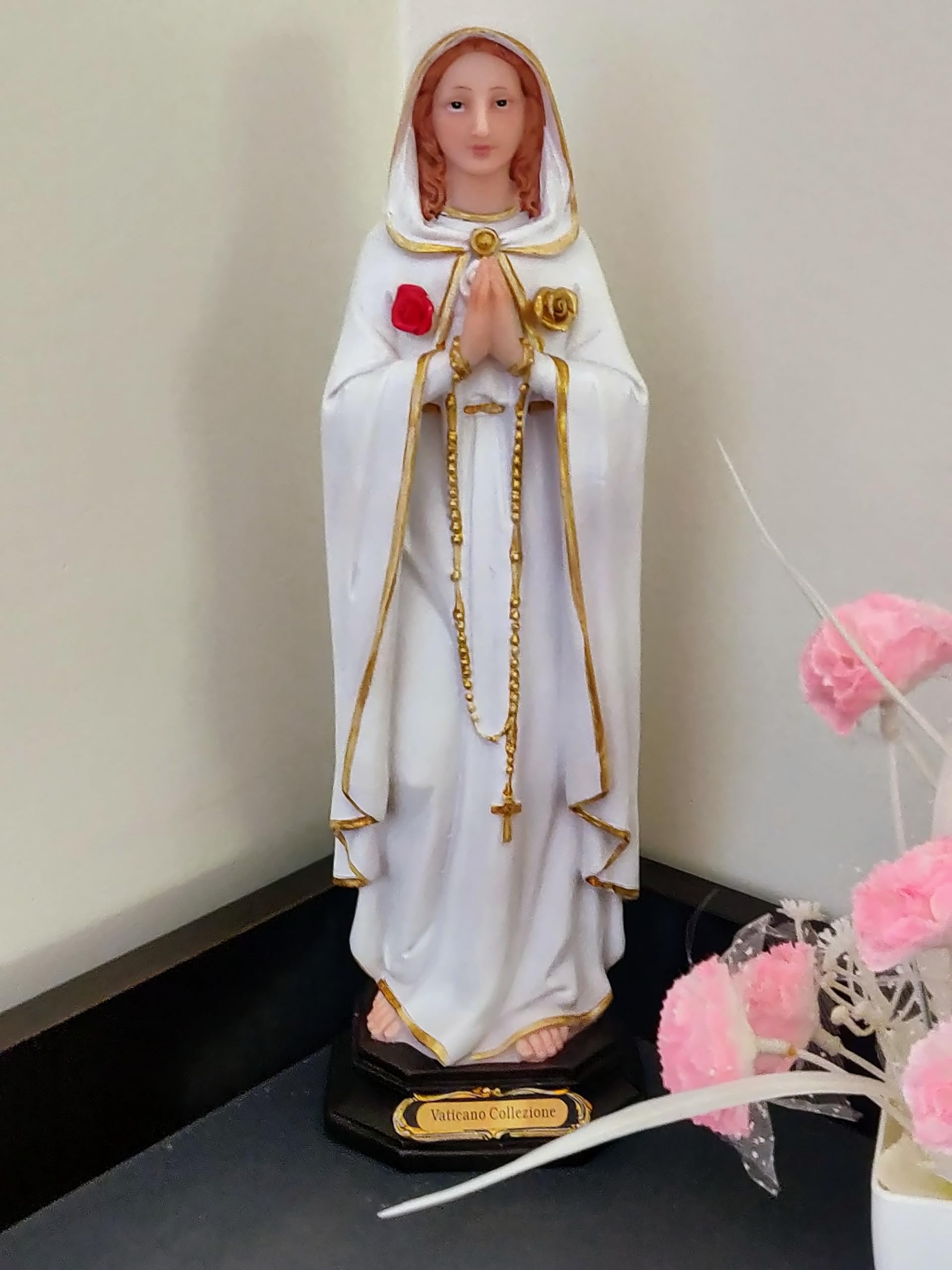 Breeze Handicrafts Imported Resin Statue Showpiece Mary Statue Our Lady Rosa Mystica Mary Murti Rosa mistica One feet White [1]