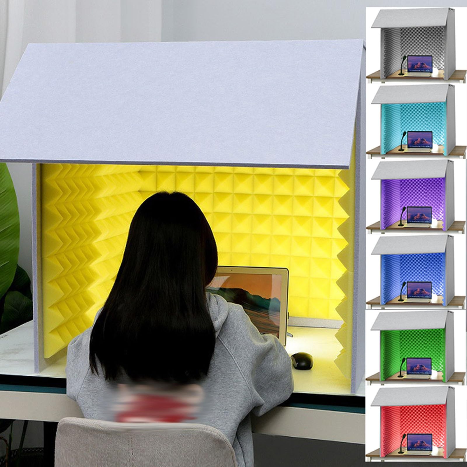 Cabina vocal portátil insonorizada, escudo de aislamiento acústico para grabación de escritorio, estudio en casa y oficina, caja de absorción acústica, 80 x 80 x 80 cm