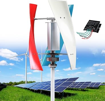 Wind Turbine Generator Kit, 12000W Portable Vertical Helix Wind Power Turbine Generator, 3 Blade Wind Generator Kit with Charge Controller for Marine RV Home Industrial Energy,Colorful-48V