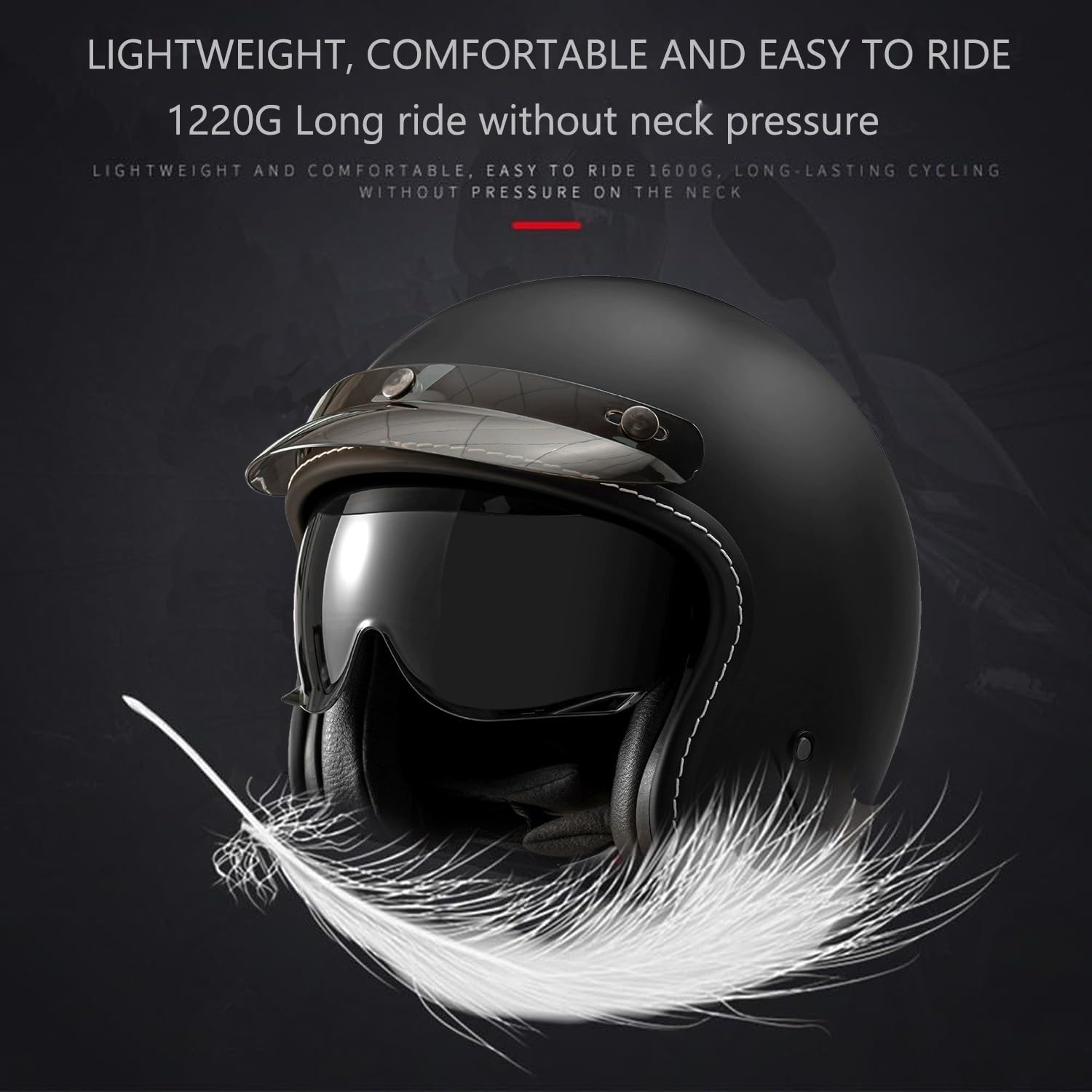 Casque Jet Moto Vintage Homologué ECEDOT Casque Moto Jet Ouvert Rétro pour Adultes Homme Et Femme Casques Mobylette 3/4 Demi Casques Vélo Scooter Chopper avec Visière
