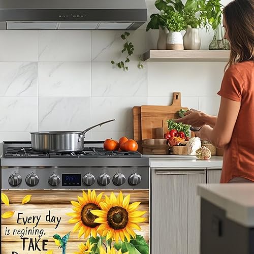 Miniatura 5 de Calcomanía magnética de vinilo para puerta de lavavajillas, diseño de girasol, diseño de girasol, Every Day is a New Begining para lavavajillas,