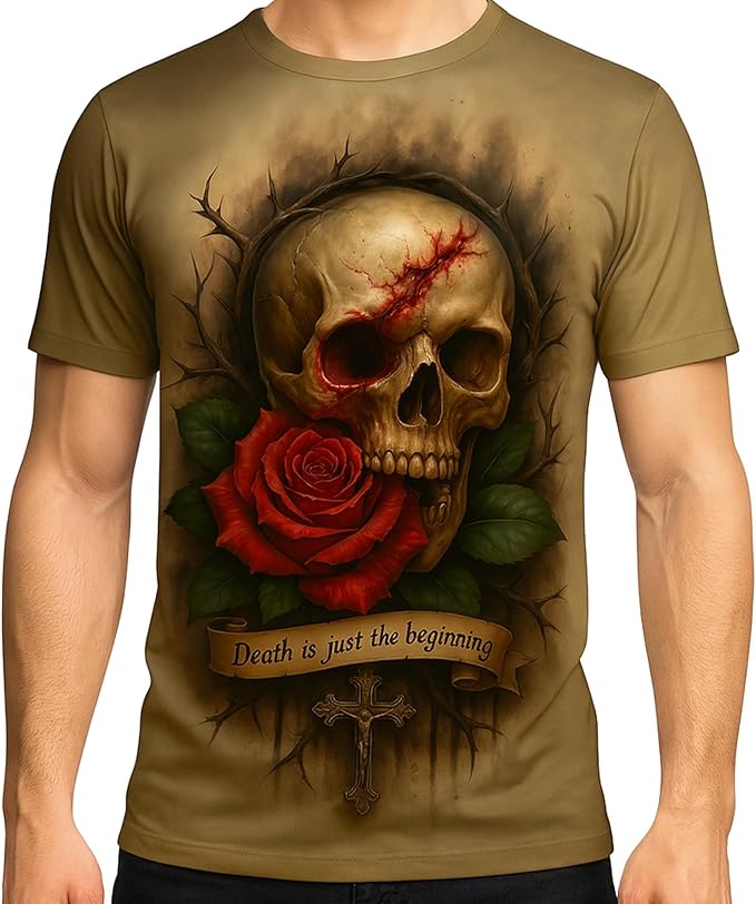 Blissboy Funny Skull Graphic T-Shirt Novelty Short Sleeve Crewneck Shirt