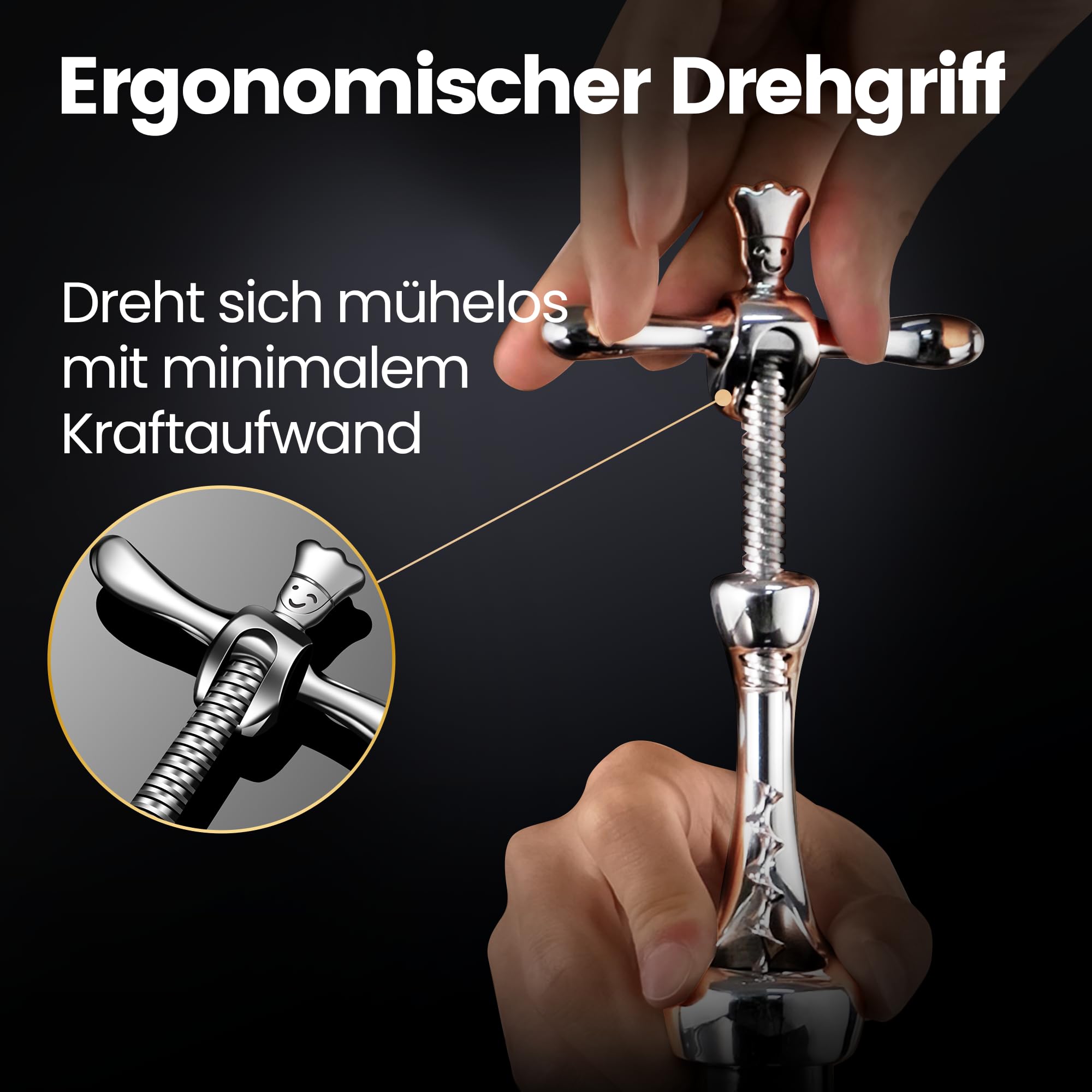 Korkenzieher aus Edelstahl öffnet Wein ohne Korken-Krümel | Hochbelastbarer Weinöffner mit Geschenkverpackung | Manueller Korkenzieher Wein für Zuhause, Bars & Restaurants | Flaschenöffner Wein