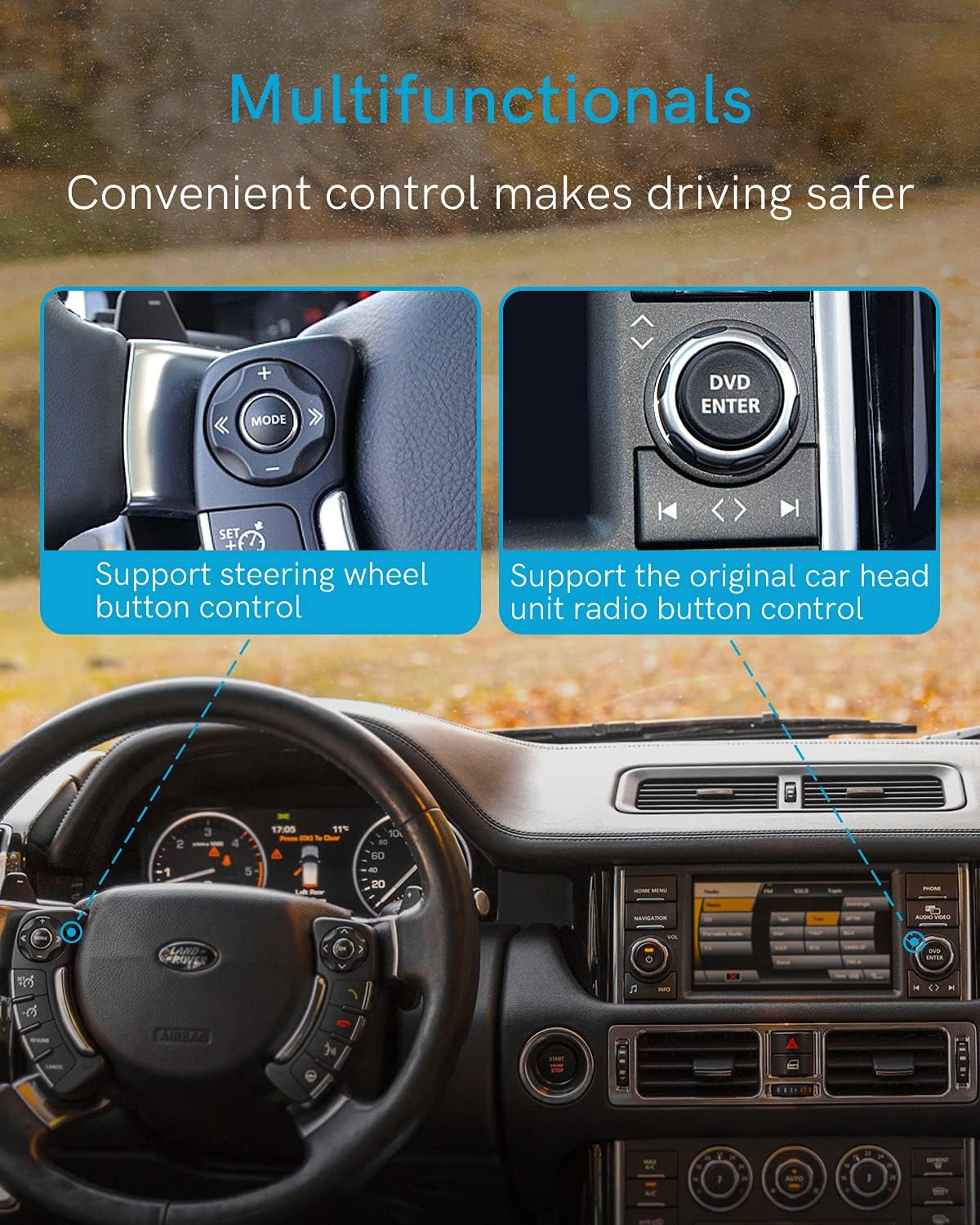 Adaptador Bluetooth para Coche con Cable para iPod Adaptador de Audio Inalámbrico Premium para Land Rover, Range Rover y Jaguar: Bluetooth 5.0 con Sonido HD
