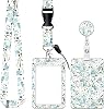 ID Badge Holder with Retractable Badge Reel Clip and Lanyard, Cute Card Name Tag Lanyard Vertical ID Protector Bage Clips for Nurse Doctor Teacher StudentLight Green