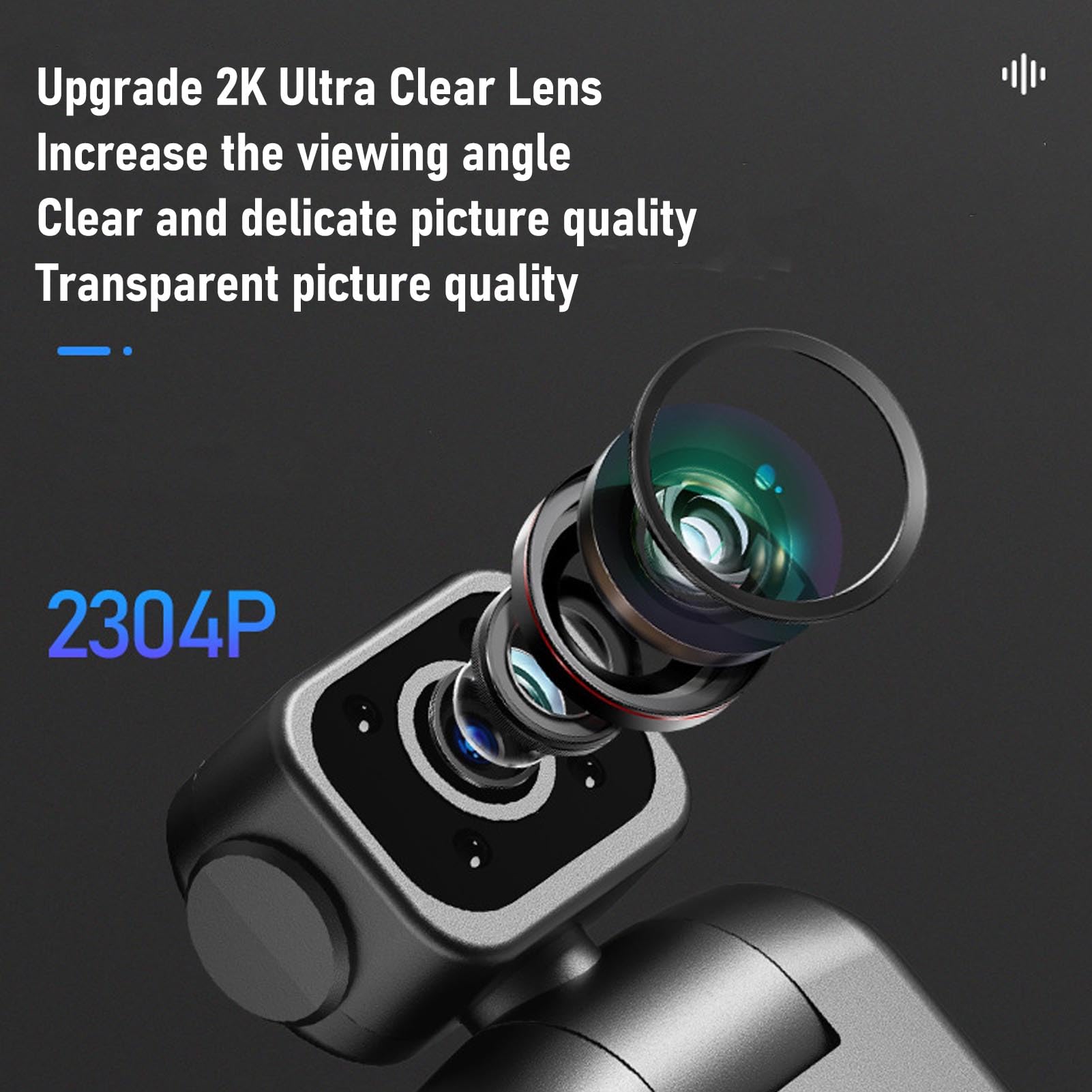 Asixxsix Videocámara portátil, cámara de vídeo HD 2K con Objetivo Gran Angular Giratorio de 355 Grados y antivibración electrónica, cámara Vlog para Grabar Deportes al Aire Libre
