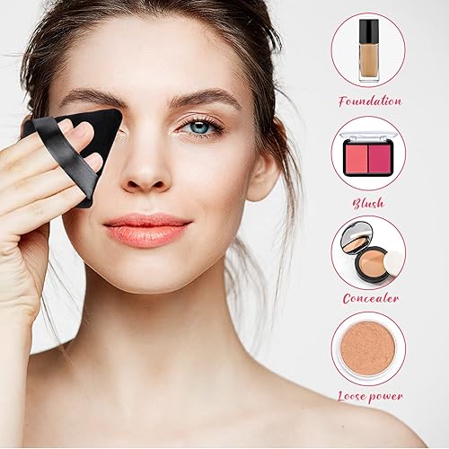Miniatura 2 de 6 esponjas de maquillaje triangular, esponja de maquillaje suave para polvo mineral suelto, polvo corporal, esponja de maquillaje cosmético de
