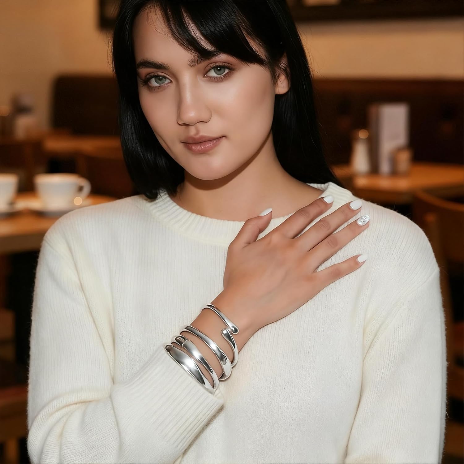 4Pcs Gold Bangle Bracelets for Women,14k Gold Plated Big Stackable Bangles Set,Trendy Cuff Bracelet Stack Fashion Jewelry Gifts - Image 6