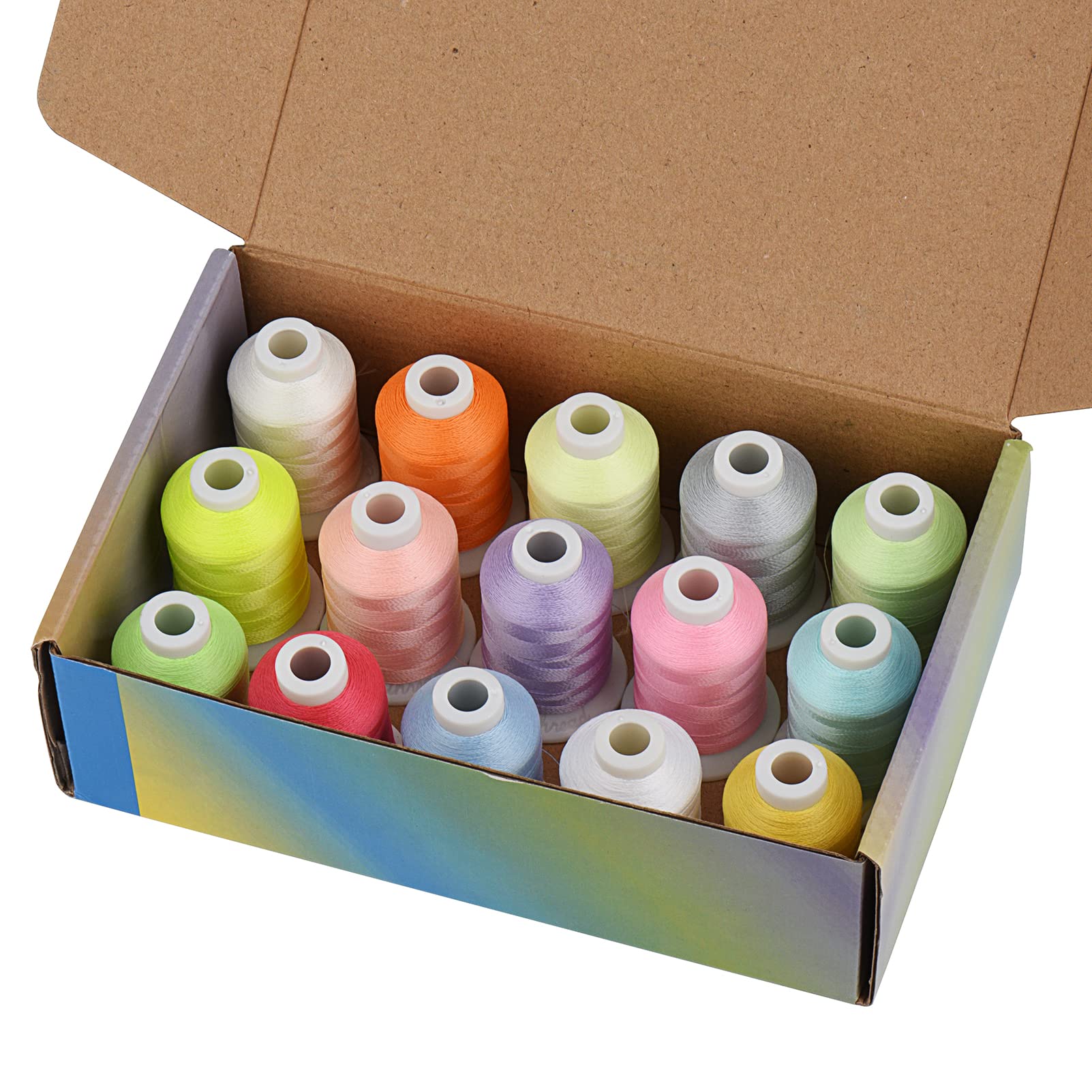 Simthread Leuchten im Dunkeln Stickgarn, 15 Farben/pack - für Babylock Janome Singer W6 N Stickereimaschine 550 yards