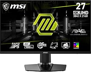 MSI MAG 274UPF E2 Gaming Monitor 27″ 4K UHD – Rapid IPS (3840 x 2160), 160Hz / 0.5ms (GtG), Frameless, VESA DisplayHDR 400…