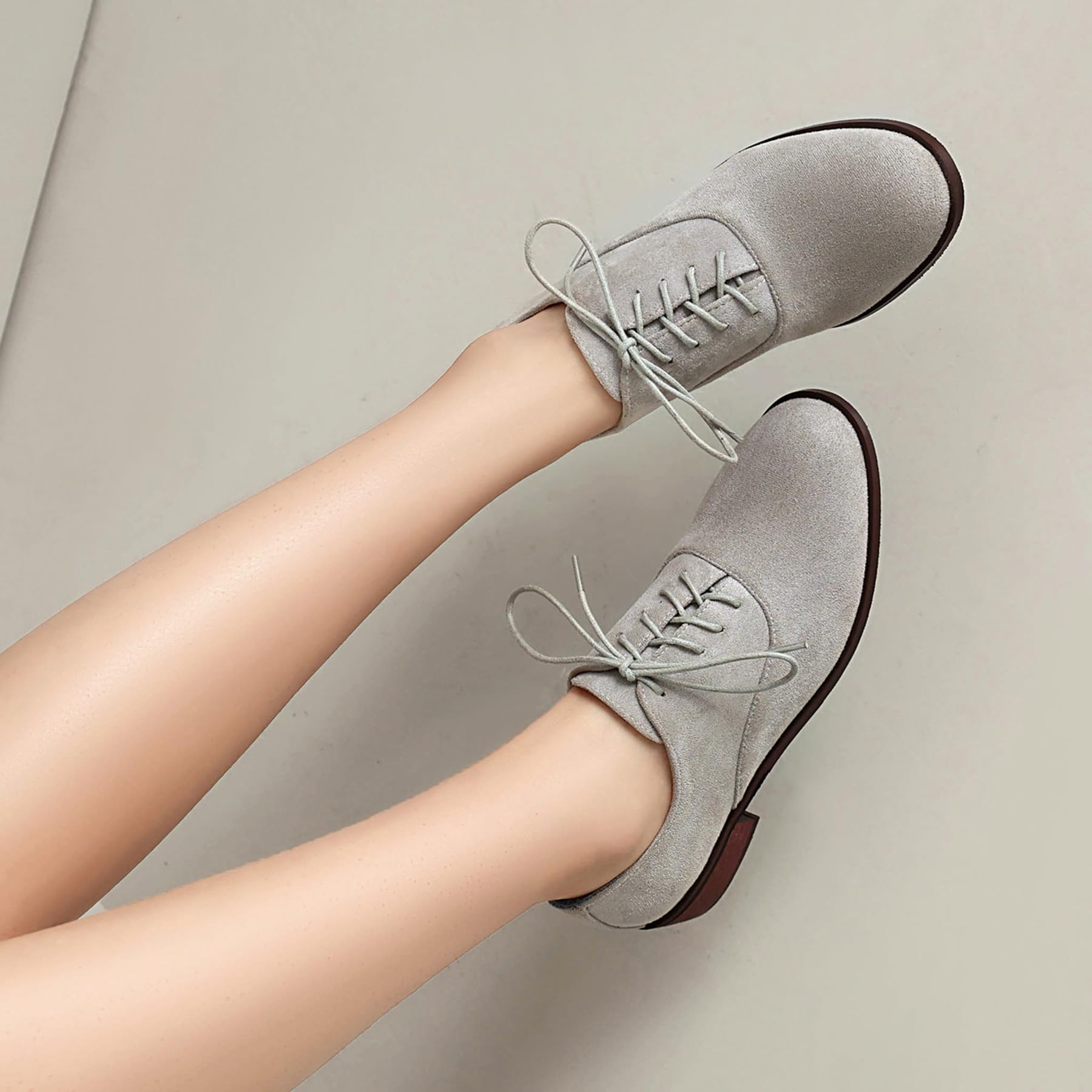 Gicoiz Brogue Oxford Derby Femme Bout Rond Lacets Travail Pumps