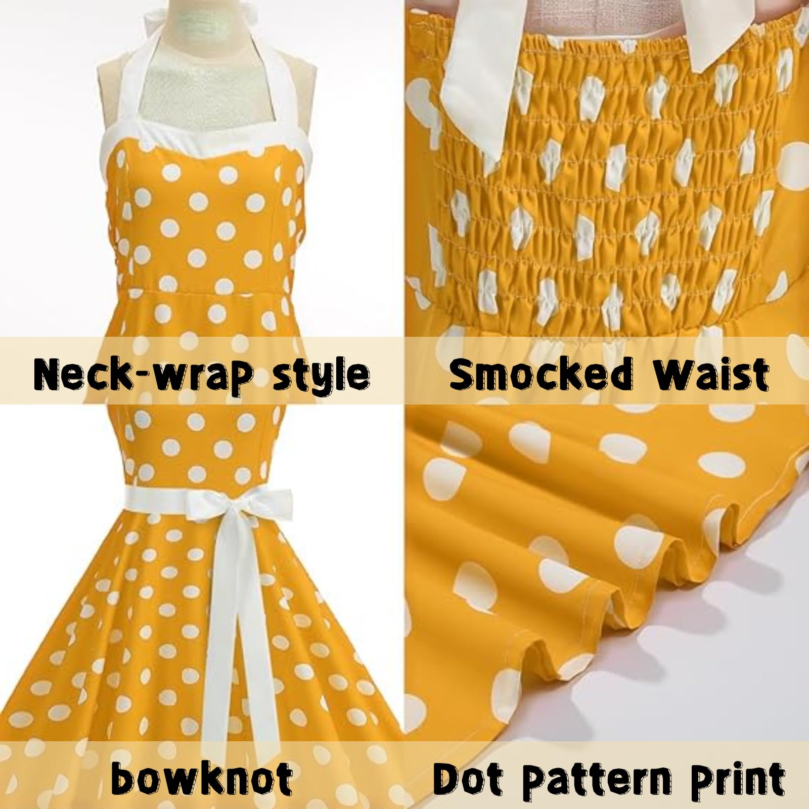 maxToonrain Vestido de cóctel de los años 50 para mujer, diseño de lunares de los años 50, vestido de noche para adultos