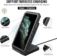 Vista 7 de Mitywah Funda impermeable para iPhone 11 Pro Max, funda de metal resistente de grado militar con protección de pantalla integrada, funda protectora