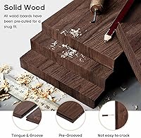 Vista 3 de Losa de puerta corrediza de madera de granero de 48 x 84 pulgadas con kit de herramientas y mango de 8 pies, café, forma de K, montaje simple