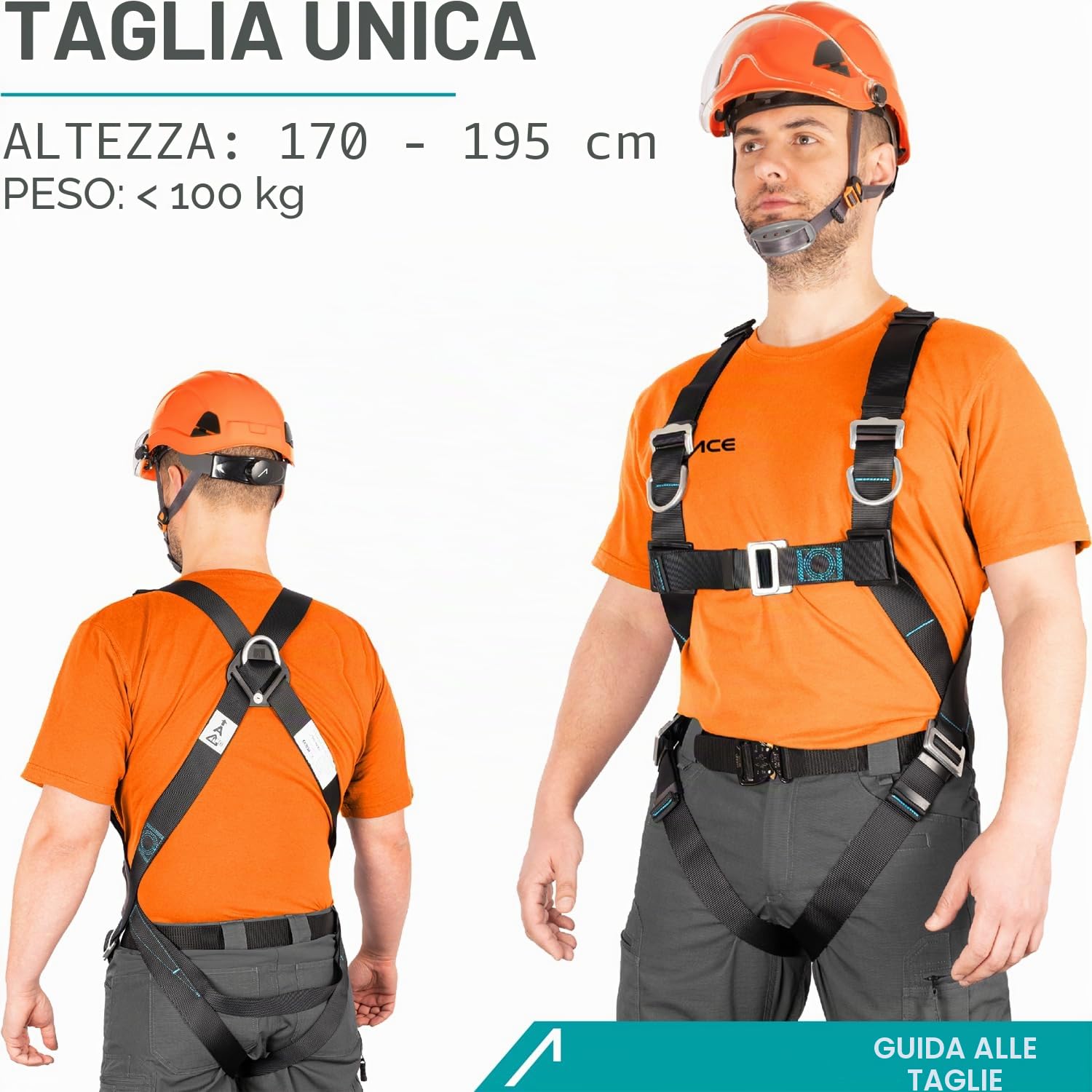 ACE Imbracatura di sicurezza - Imbracatura a 1 punto - con anti-urto - EN 353/361 - fino a 100 kg
