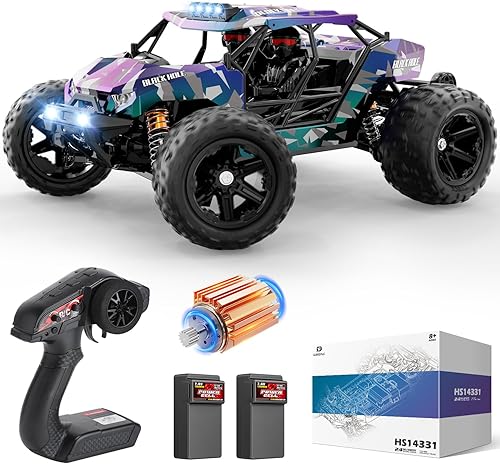 DEERC Camión a control remoto fotocromático, 114 RTR Fast RC Cars para adultos, auto de control remoto máximo de 40 KMH con 2 baterías de iones de