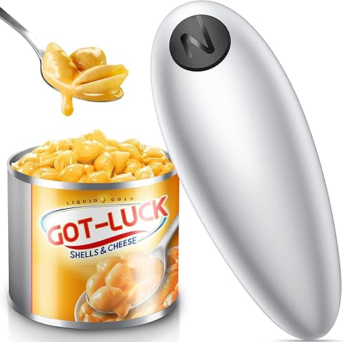 Abridor de latas eléctrico, de mano con un solo toque, con borde liso, se adapta a casi todos los tamaños de latas para personas mayores con