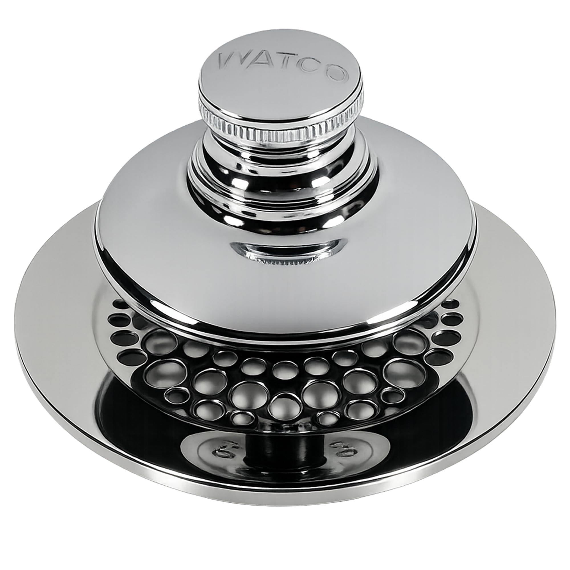 Watco Universal NuFit Push Pull Stopper, Silicone, 3/8 in. to 5/16 in. Combo Pin, Friction Pin, Grid, Universal Bath Tub Drain Stoppers, Easy Install, Hair Catcher, Replacement Tub Drain, Chrome