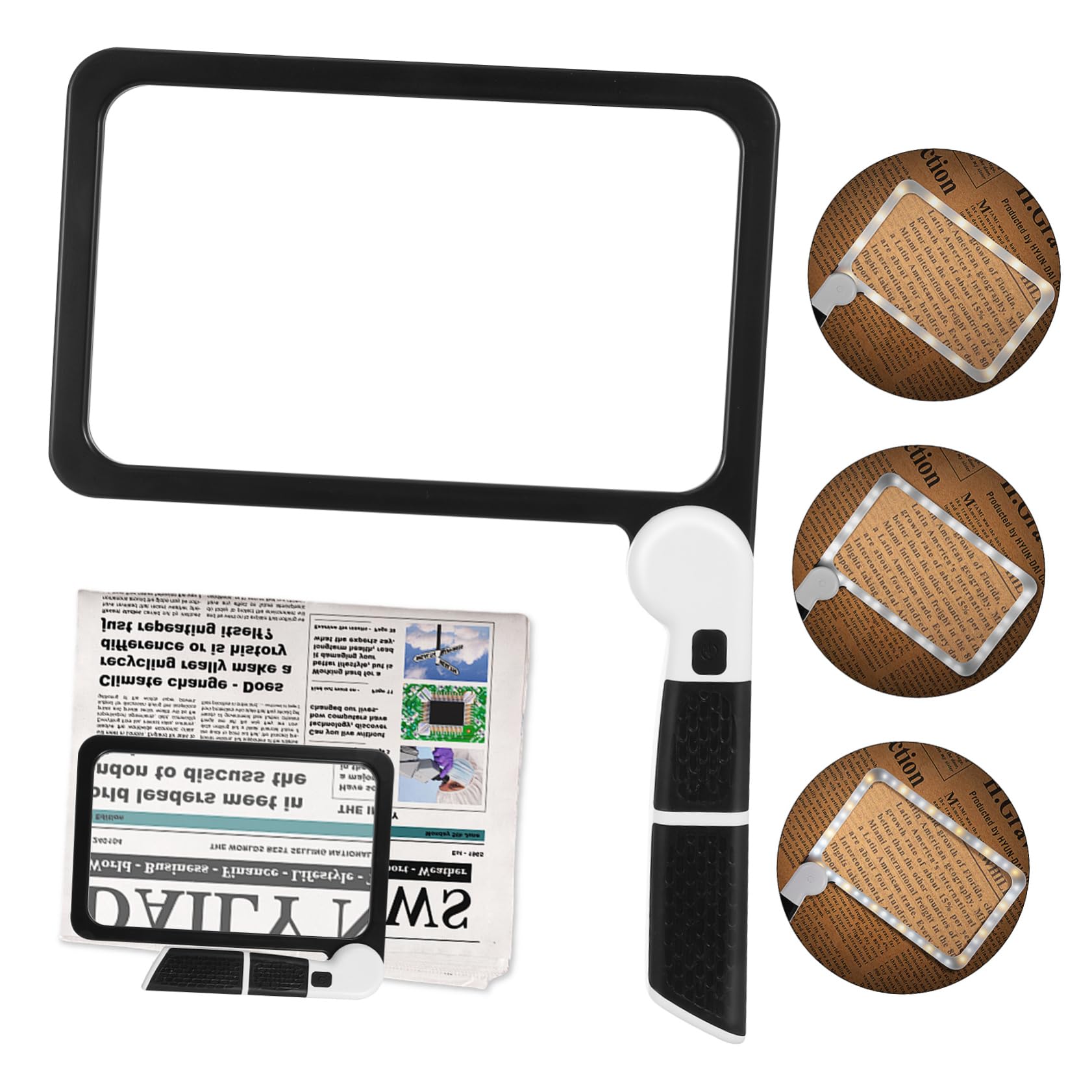 Loupe de Lecture Portable 5X à Lumière, Grand Format, Noir