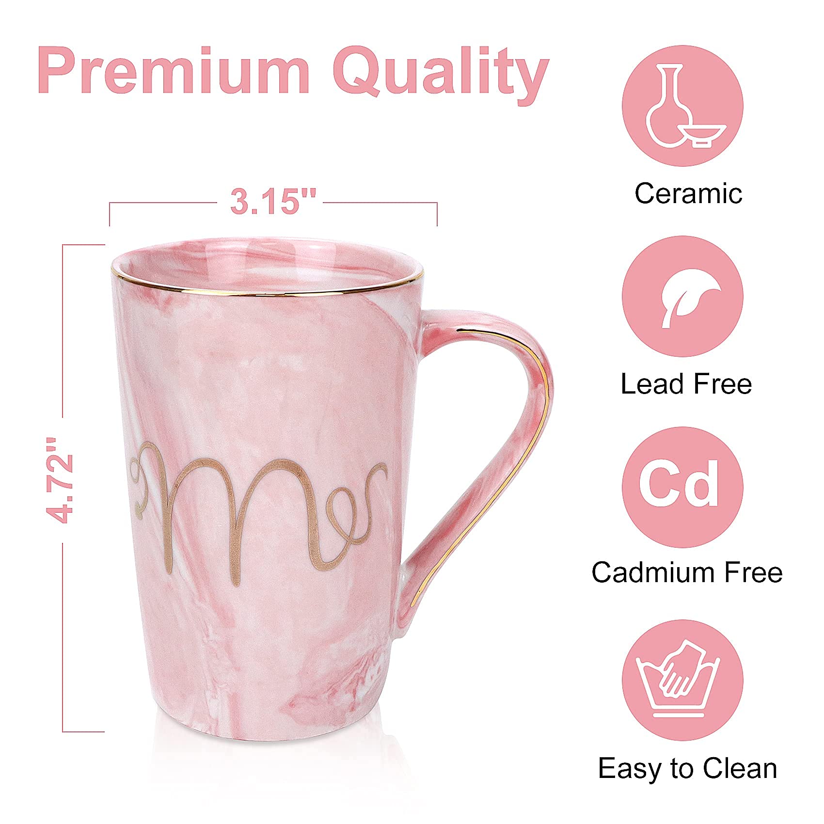 Regali di nozze per coppia di sposi, regalo di nozze, 2 pezzi, set di tazze in ceramica marmo, 14 oz, divertente regalo per coppie, regalo di fidanzamento