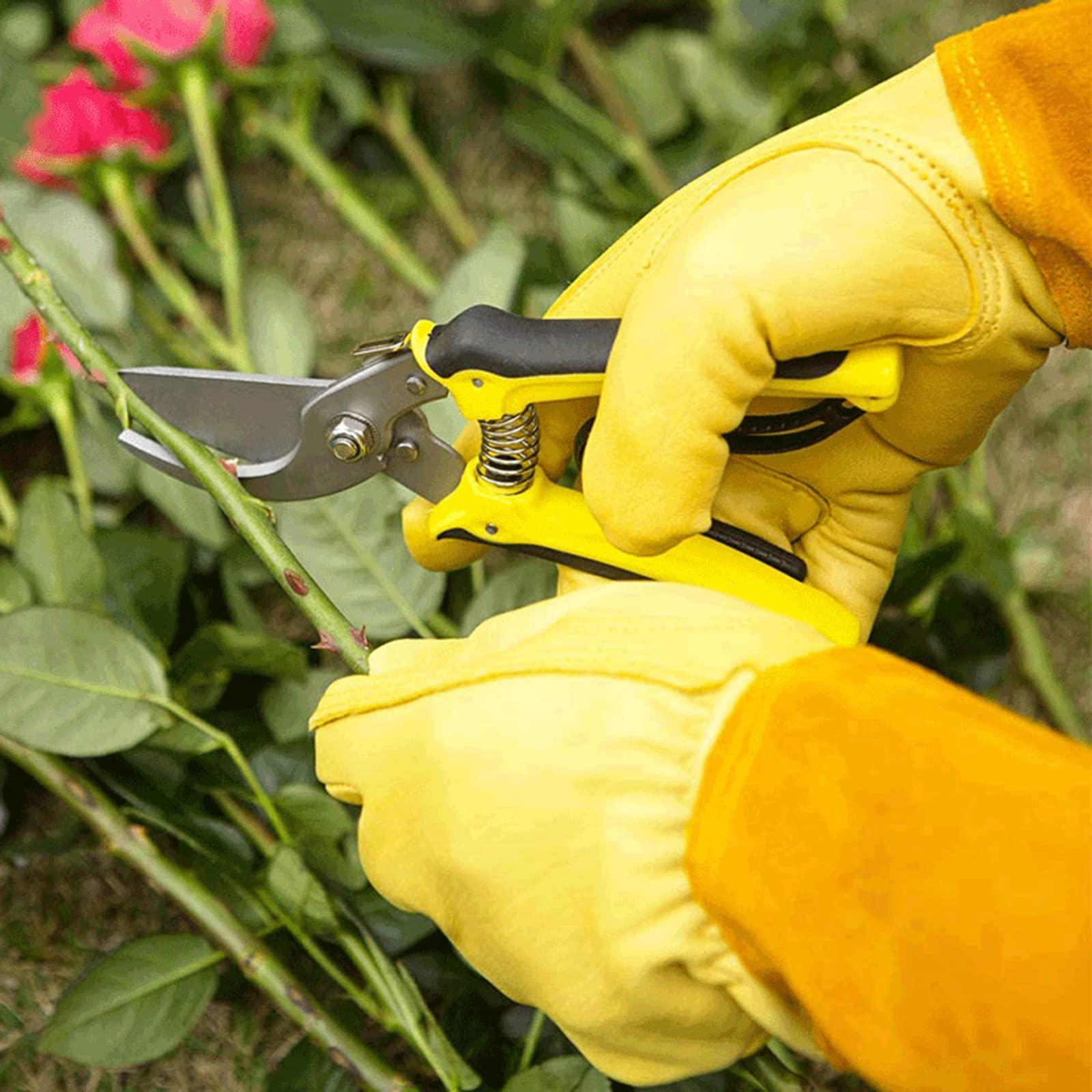 Guanti in pelle per potatura di rose, proteggono le mani, le braccia, il giardinaggio, regalo per uomini e donne, con guanto lungo in pelle resistente all'usura, guanti invernali da donna