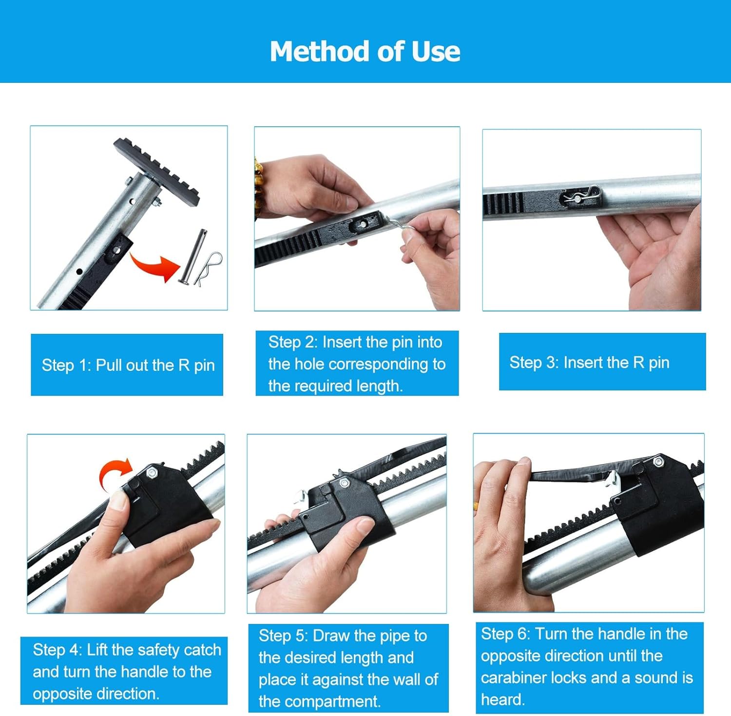 Cargo Stabilizer Bar Steel Cargo Stabilizer Bar for Safe Transport of Heavy Items, Truck Cargo Bar Extends 51.2 to 63.0 Inches, Adjustable Cargo Ratcheting Cargo Bar for Pickup Truck Trunk(1pcs)