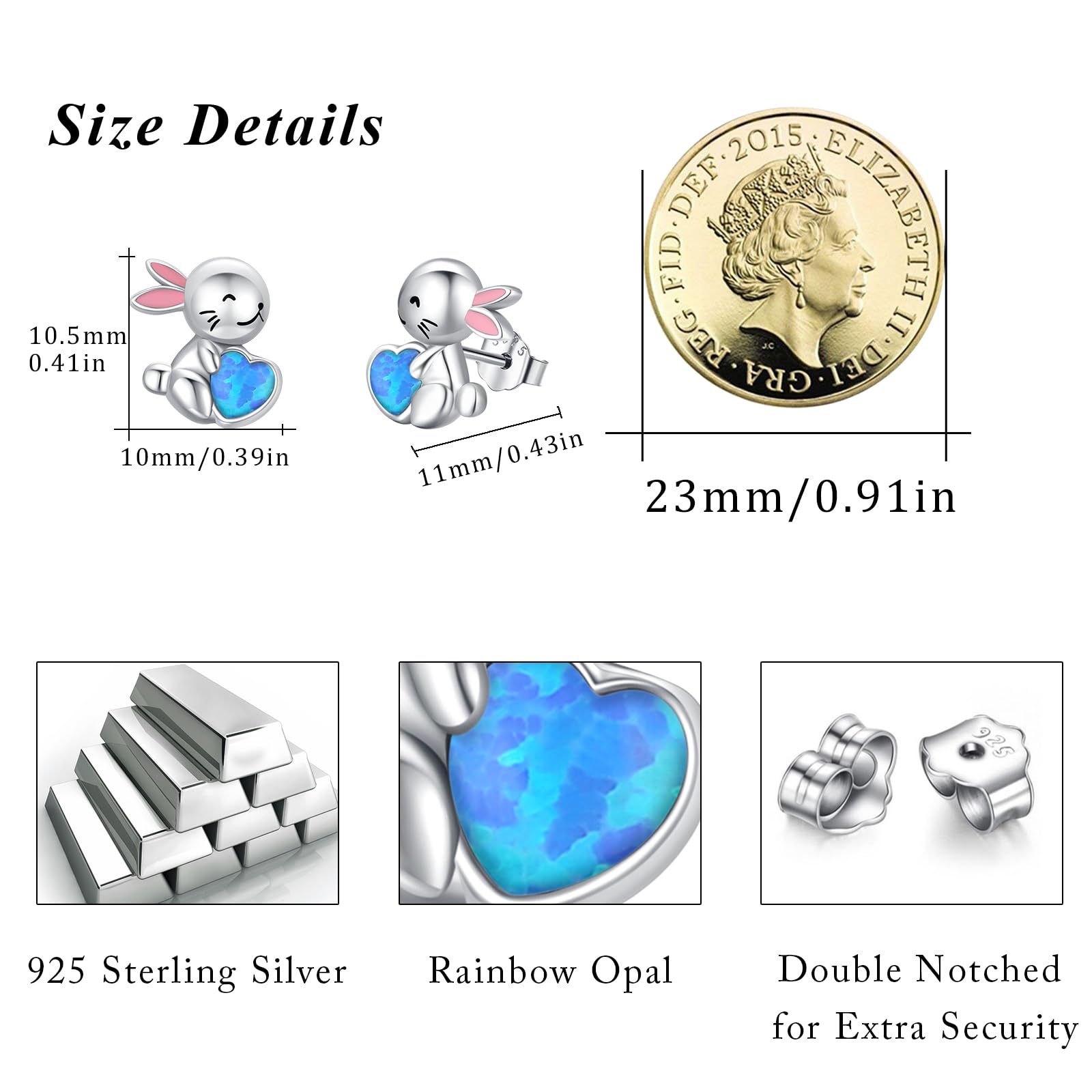 Pendientes de ópalo para mujer de plata de ley 925, estrella de mar/corazón/tortuga/mariposa/conejo/seta/pendientes pendientes de animales pendientes playa estrella de mar joyas para mujeres niñas