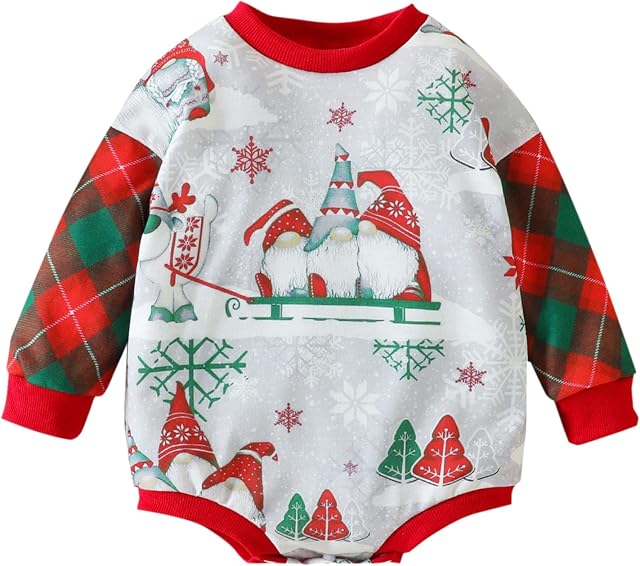 Baby Boy Summer Clothes 3-6 Months Infant Toddler Christmas Boys Girls Long Sleeve Cartoon Prints Triangle Romper Newborn Bodysuits Long Sleeve Striped Bodysuit