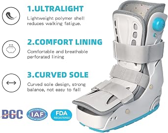 Inflatable Walker Fracture Boot Short Walker Brace Medical Air Cam Walking Boot for Sprained Ankle Recovery Stress Fracture Broken Foot Achilles Tendonitis (XL)