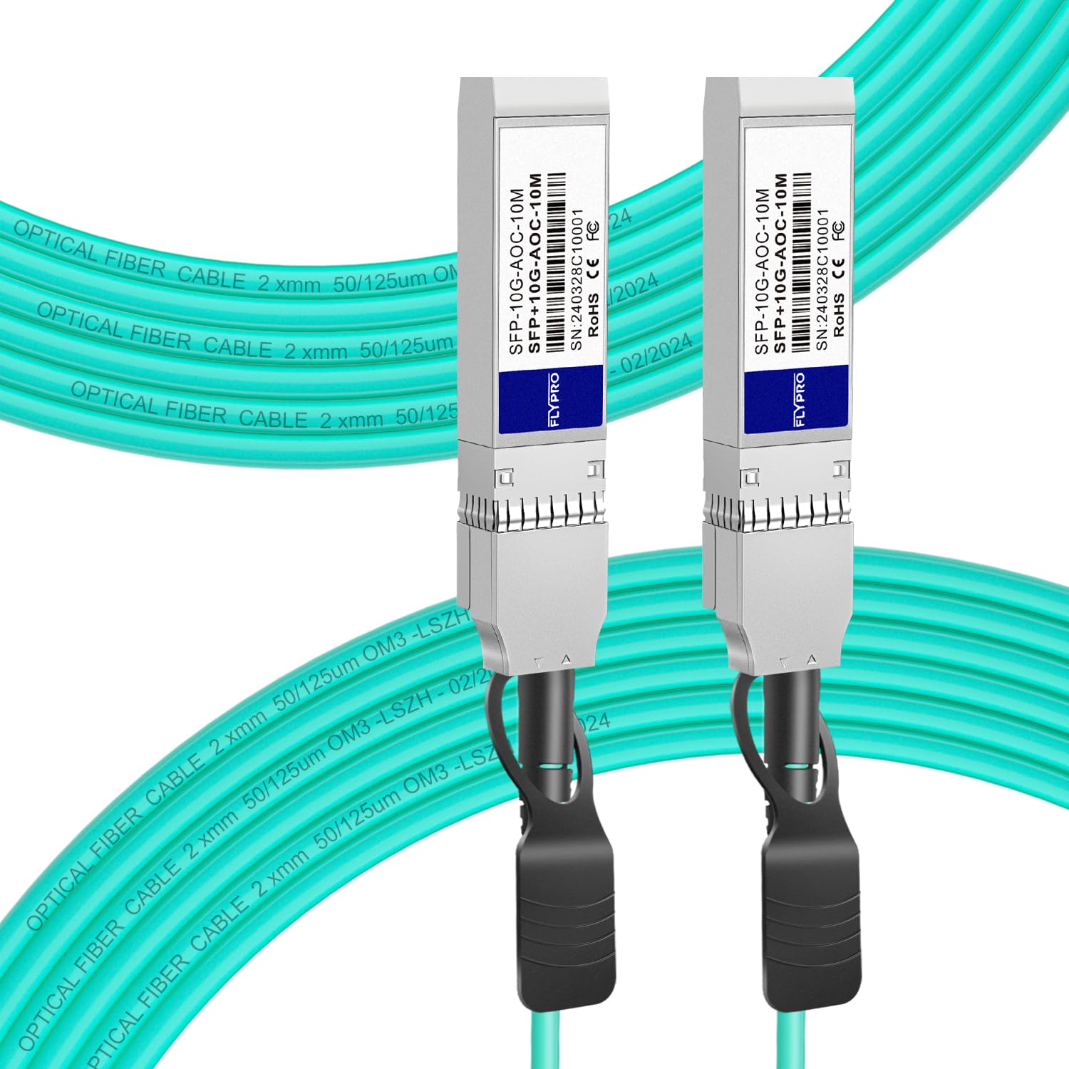 10G SFP+ AOC Cable, SFP+ to SFP+ Active Optical Fiber Cable, OM3 MMF Direct-Attach Fiber Assemblies with SFP+ connectors for Cisco SFP-10G-AOC10M, Ubiquiti UniFi, Supermicro, 10M(33ft)