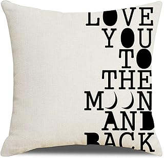 Lieson Funda de almohada para niños, 1 funda de almohada de 20 x 20 pulgadas, color negro y blanco, 50 x 50 cm, te encanta el estado de ánimo y la espalda, lino