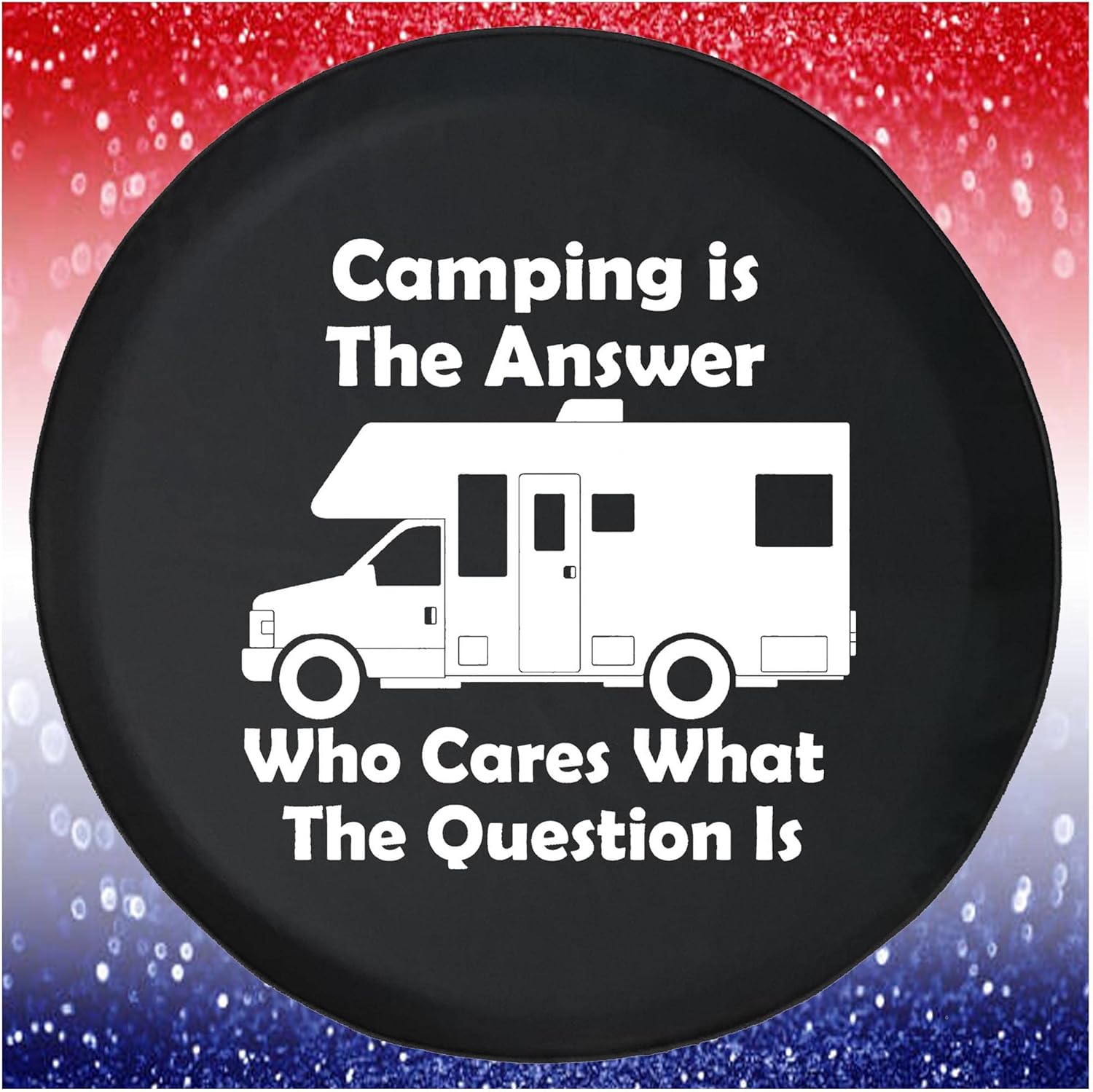 Spare Tire Cover Camping is The Answer RV Black Accessories for Trailers Trucks SUVs RV Campers 32-33 Inch
