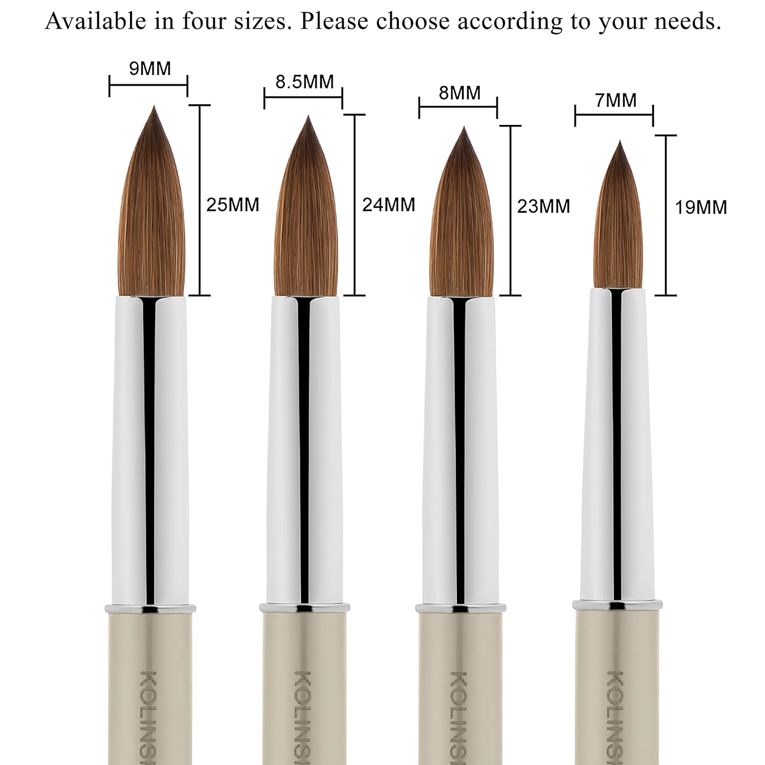 Beaute Galleria 1 Piece Kolinsky Sable Round Nail Art Brush (CRIMPED), for Manicure Detail Painting, Acrylic Application, Acrylic Powder, Nail Extension, Nail Carving, Nail Art Pen (Size: 12#)