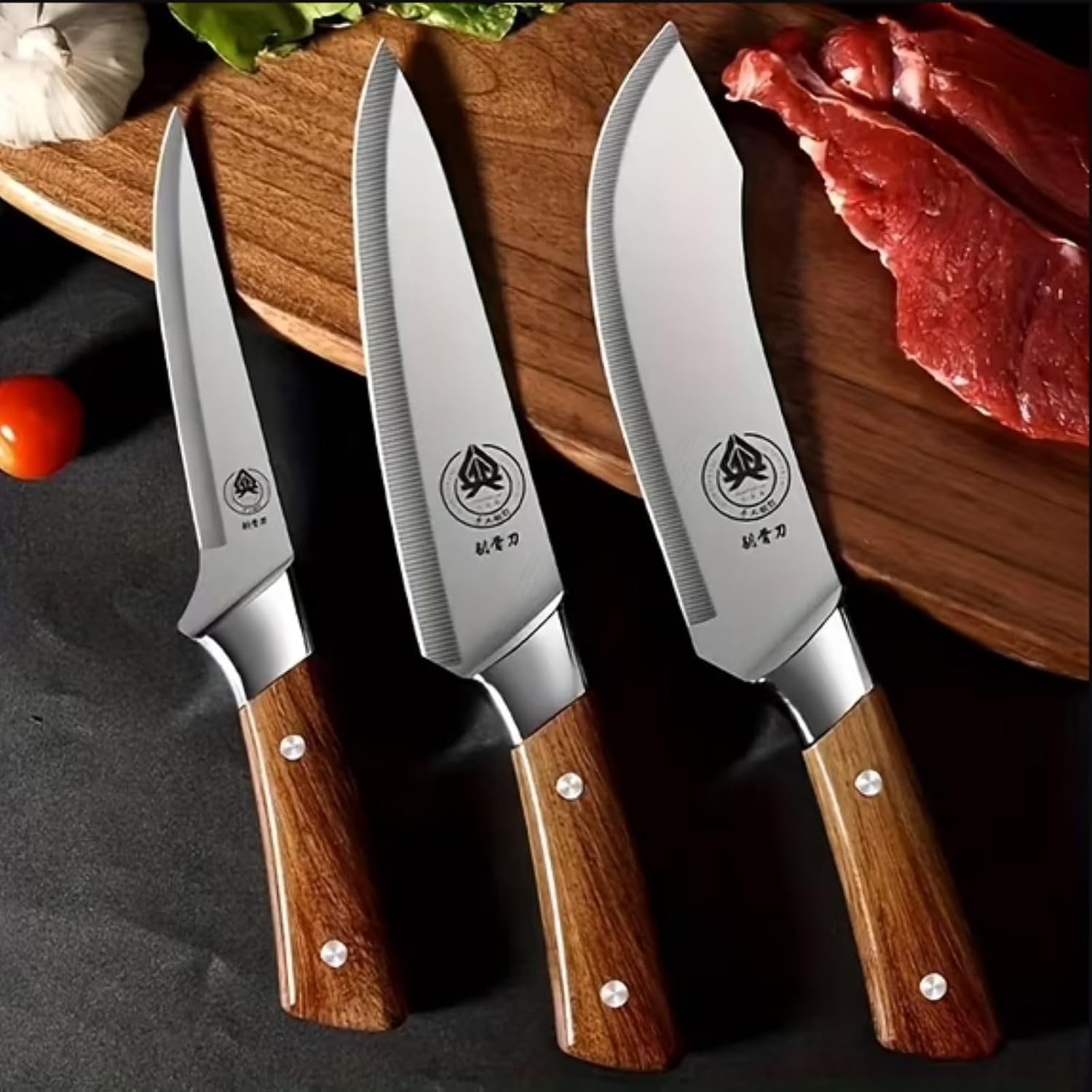 Plys Professional Butcher Knife Set 3, Meat Carving Breaking Boning Knife, Very Sharp for Meat Cutting Home Kitchen Cooking BBQ Gifts for Men Women