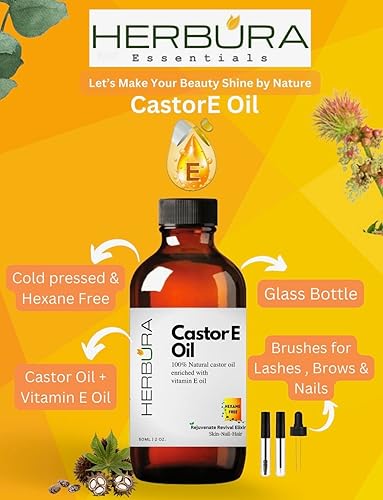 Miniatura 5 de Ácido ricinoleico natural  Aceite de ricino prensado en frío 100% natural enriquecido con aceite de vitamina E para nutrir el cabello, uñas, gotero