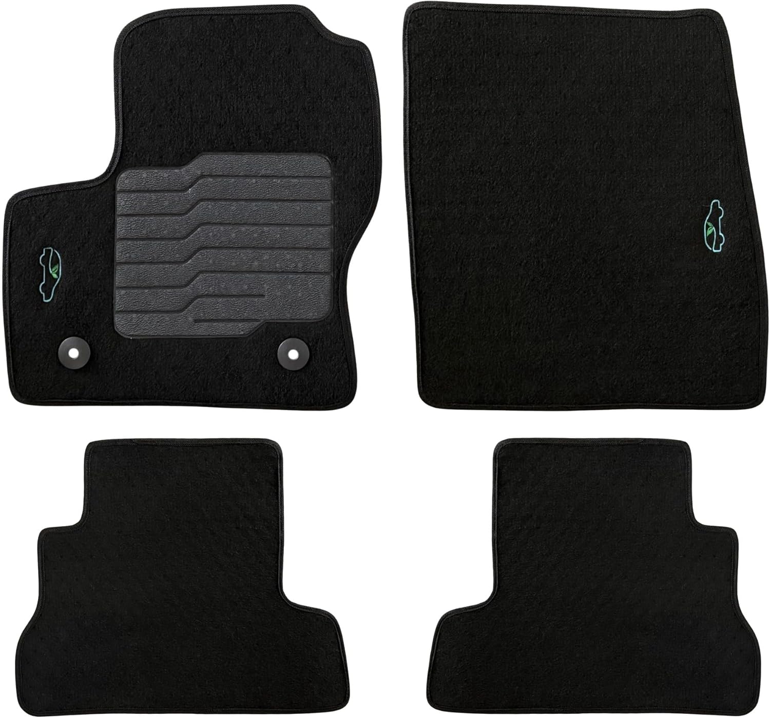 ecoMats Carpet Floor Mats Fit for 2013 to 2019 Ford Escape, with Anti-Slip Driver Heel Pad and Safety Locks, Front and Rear Set, Black, Escape