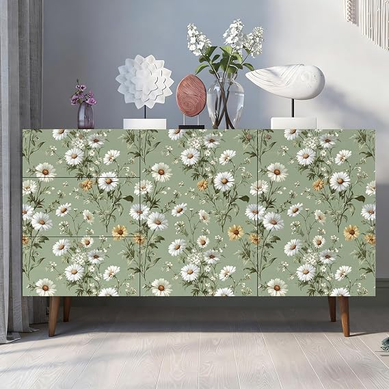 Livebor Floral Peel and Stick Wallpaper Green Wallpaper 16.9in x118.1in