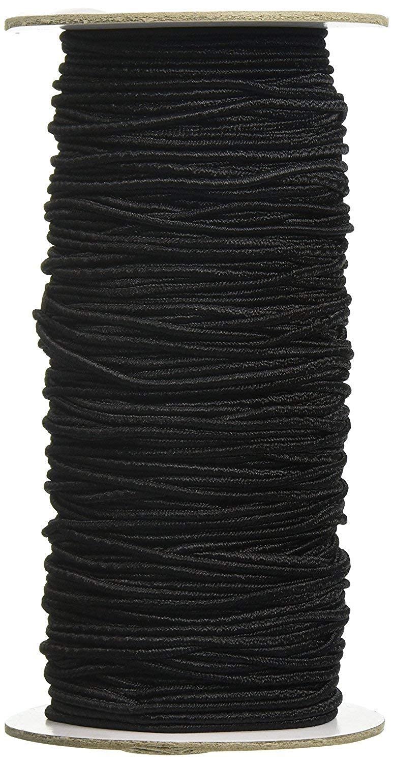 WedDecor 2MM 100M Round Elastic Cord, for Sewing Mask Elastic Band, 100 Metres DIY Soft Braided Sewing Elastic Rope, DIY Clothes Making Sewing & Knitting, Arts & Crafts, Black Elastic Cord